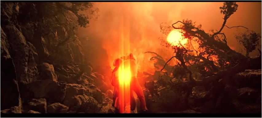 wie so oft, wurde ein neuer Beameffekt eingeführt, hier zu sehen, während Kirk Spock vom explodierenden Planeten Genesis rettet