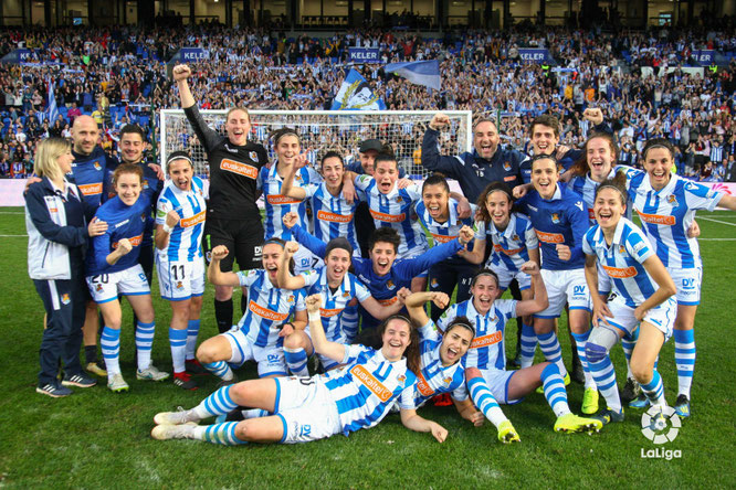Las realistas celebran su pase a la final tras derrotar al Sevilla en Anoeta - Foto: LaLiga