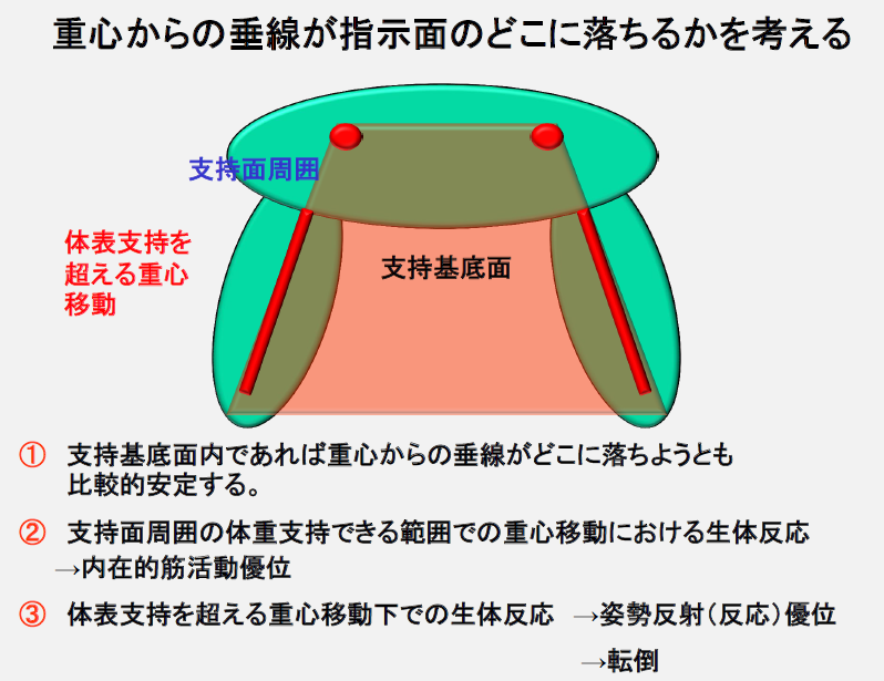 支持基底面の中に重心が位置すれば頭を体幹で支えることが出来ますが