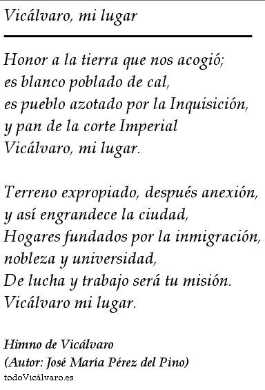 Himno de Vicálvaro. José María Pérez del Pino
