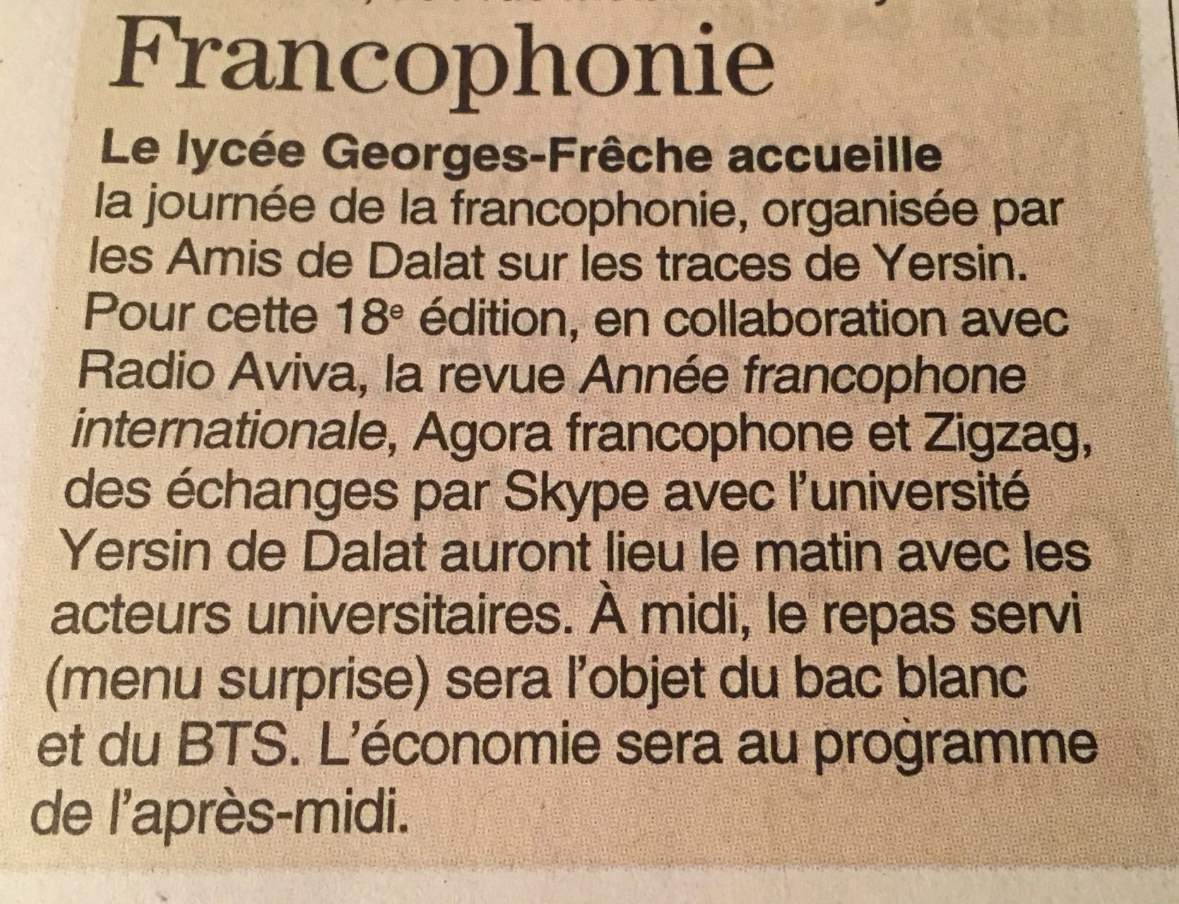 Annonce dans Midi Libre du 20 Mars