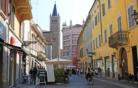 Parma city centre with duomo and battistero
