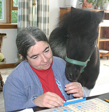 Alexandra Kurland and Panda, clicker-trained guide horse