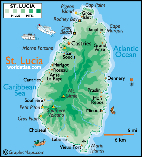 Map of St Lucia