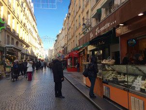 Rue Montorgueil 75002 and 75001 Paris, Many food stores including cheesemonger la Fermette.