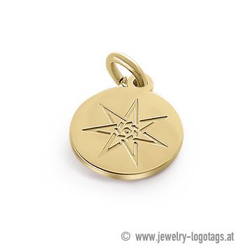 customized tag for jewelry, round, gold for bracelets and necklaces.