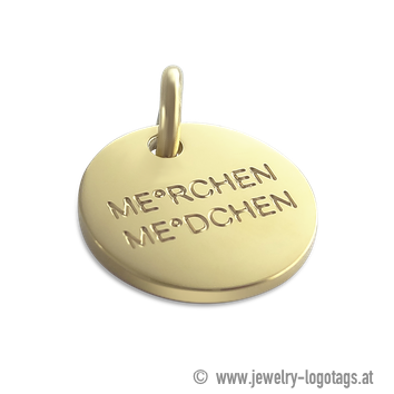 Logo charm for jewelry branding stainless steel gold plated.
