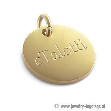 Customized tag for jewelry, round, gold for bracelets and necklaces