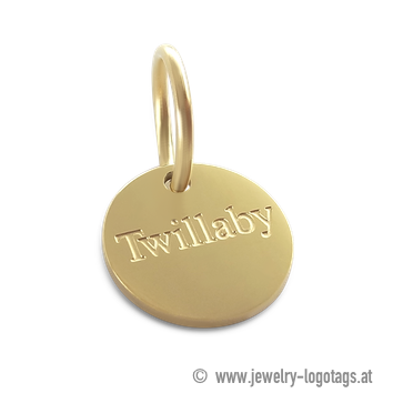 Metal logo tag gold shiny for bracelets.