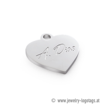 Placca logo a forma di cuore per gioielli.