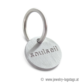 Logo tag for jewelry, round, gold for bracelets and necklaces