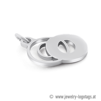 Personalized logo tag, silver for jewelry.