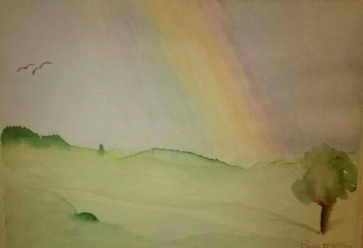 Aquarell "Regenbogen hinter Tränen"