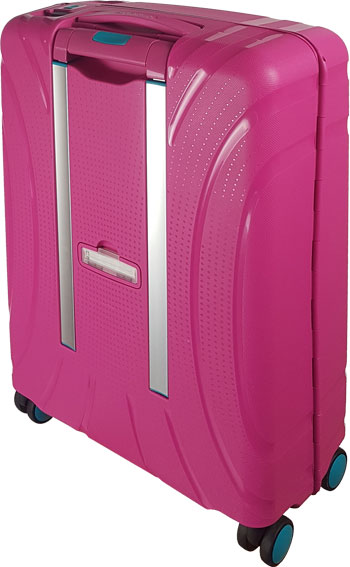 Rückseite American Tourister pink: Reisetrolley mit 4 Rollen