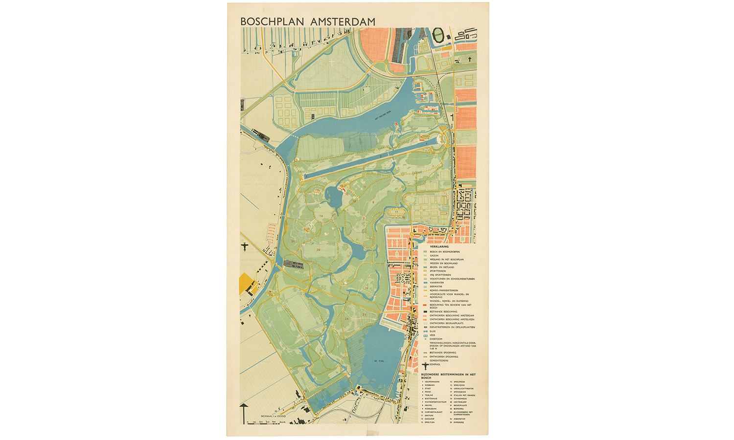 Het plan voor het Amsterdamse Bos uit 1940, door Jacoba Mulder.