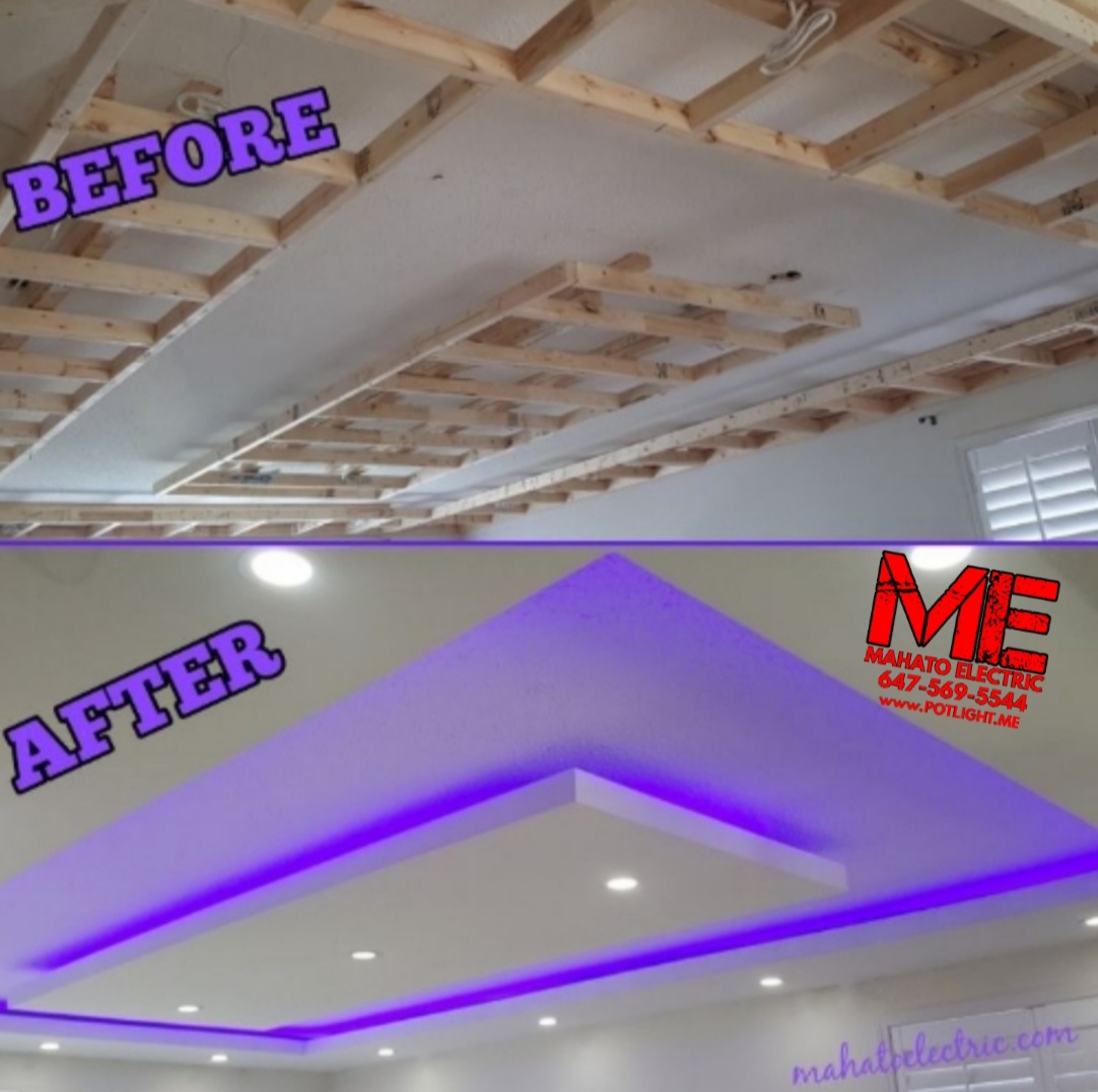 LED COLOUR CHANGEING ROPE/ STRIP LIGHT WITH ROUND 5000K SLIM PANELS, Caledon 