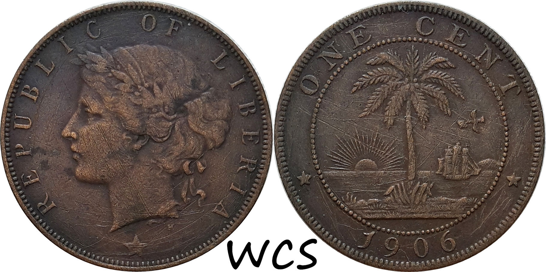  Liberia 1 Cent 1906 H KM#5 VG