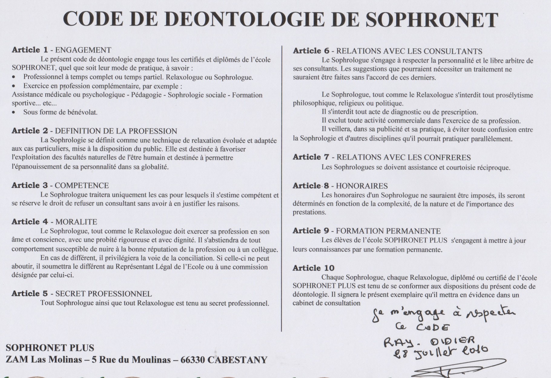 Code De Deontologie Sophrologuedidierray