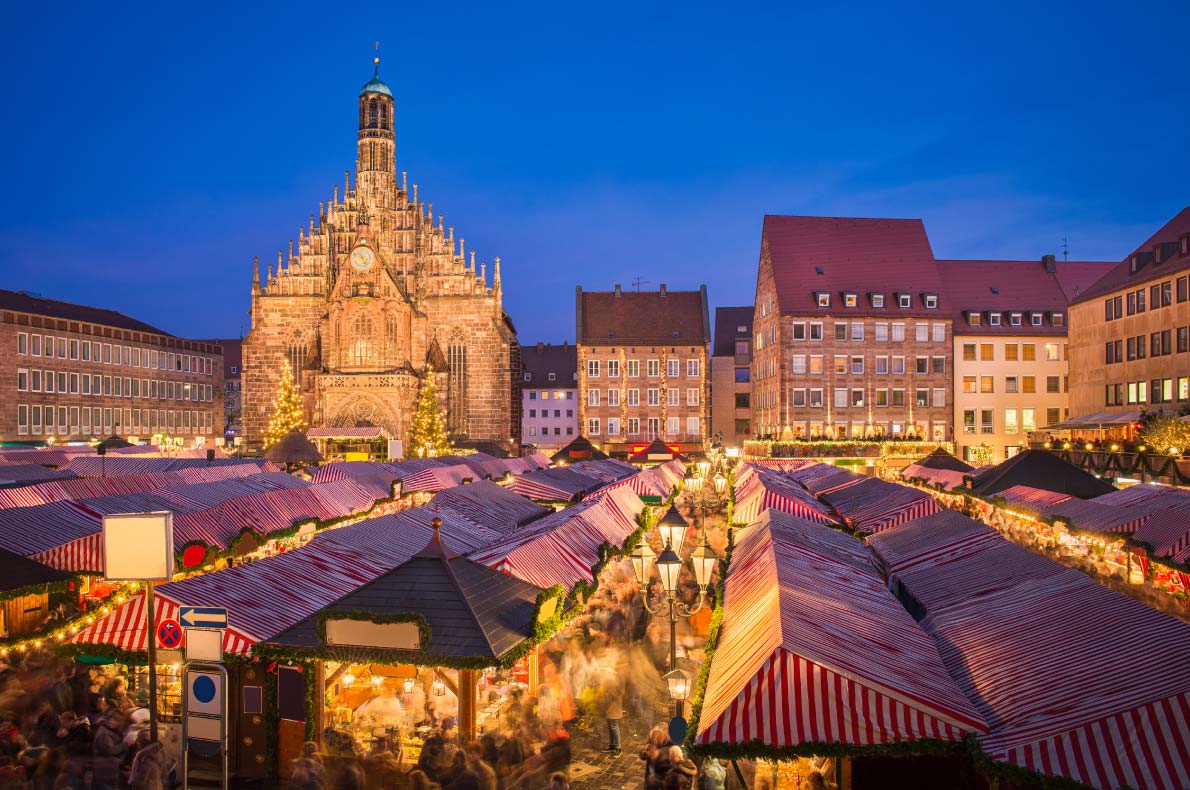 Christmas market in the old town of Nuremberg, Germany