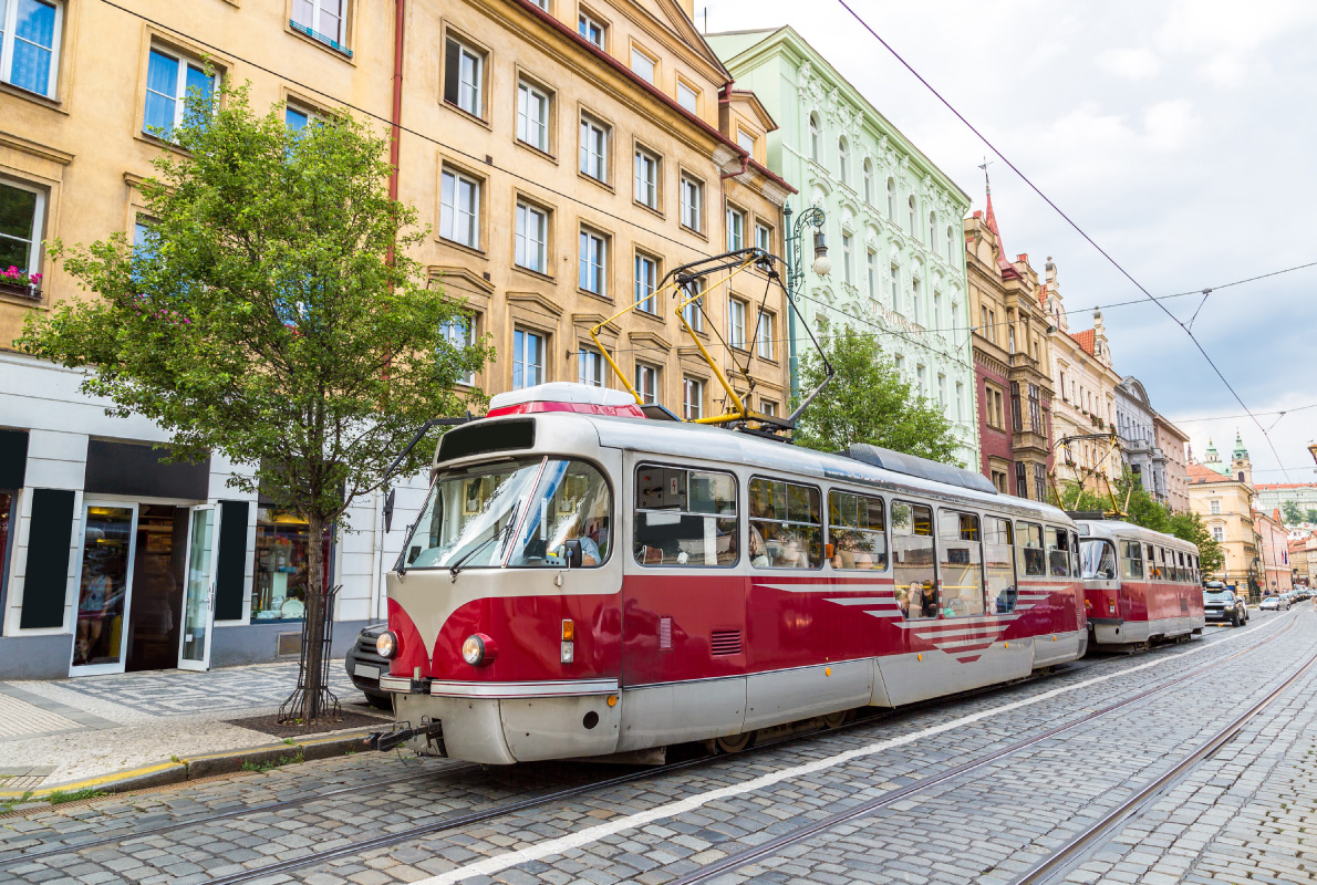 Best trams in Europe - Tram at old street in Prague, Czech Republic in a summer day Copyright S-F - European Best Destinations