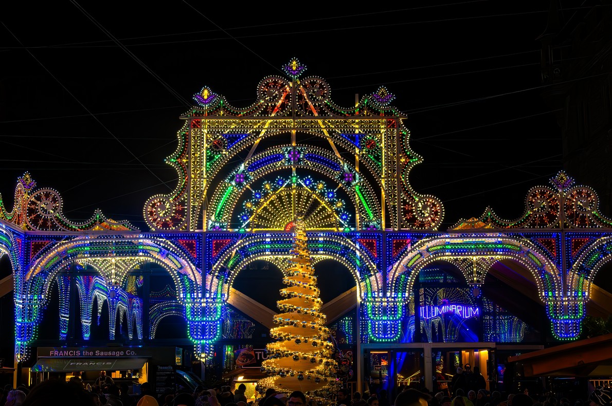Best Christmas illuminations in Europe - Zurich Illuminarium Copyright shutterstock editorial Taljat David