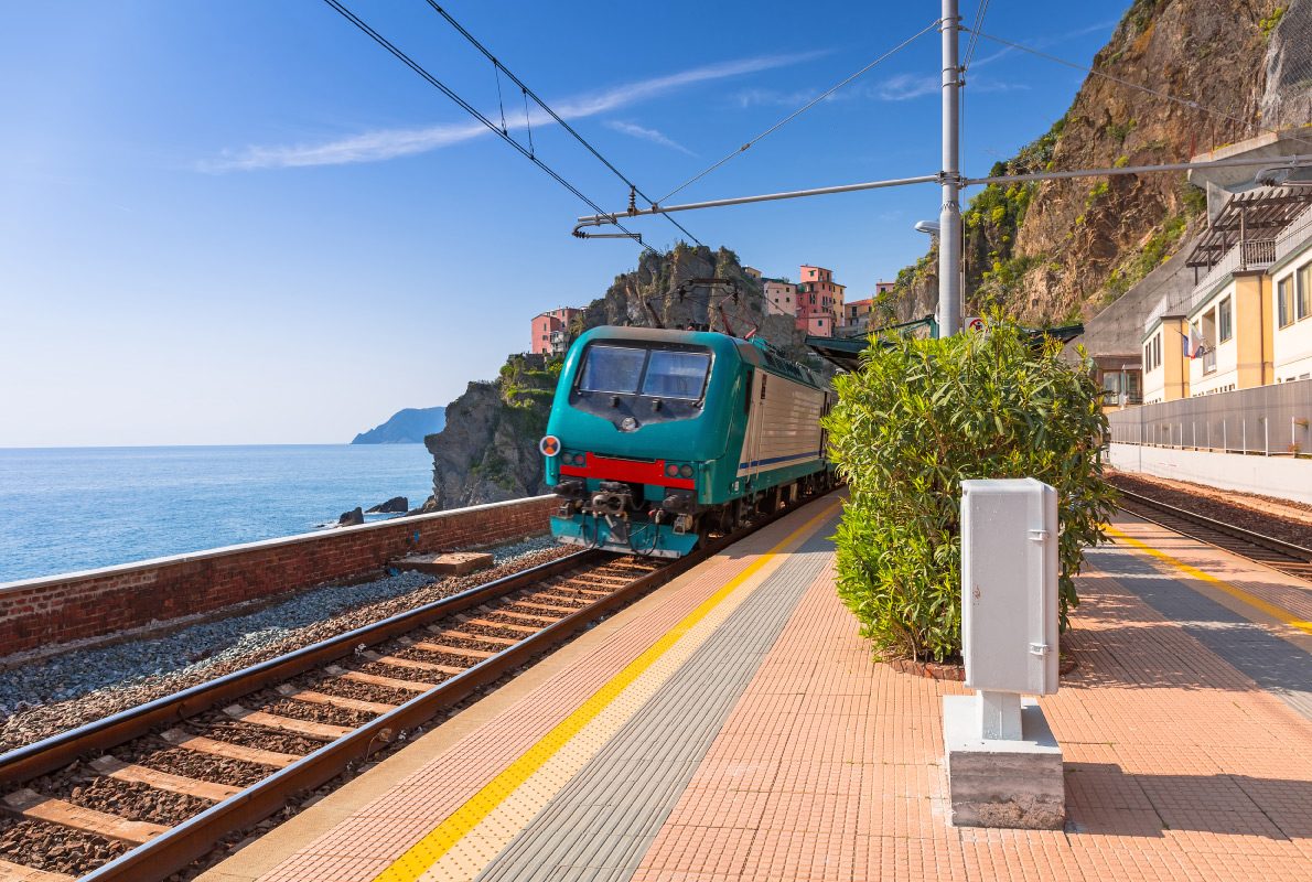 Best destinations to visit by train - Train station at Cinque Terre National Park, Manarola in Italy. Copyright c - European Best Destinations