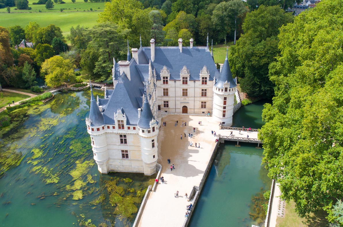Best Castles in France - Azay-Le-Rideau Castle Copyright Altitude Drone - European Best Destinations