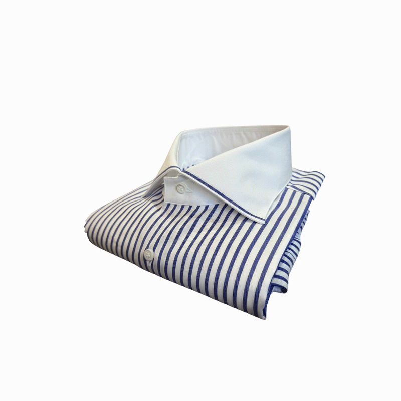 Blau gestreiftes Detail-Hemd in Pin Point Oxford | Modell BARLETTA
