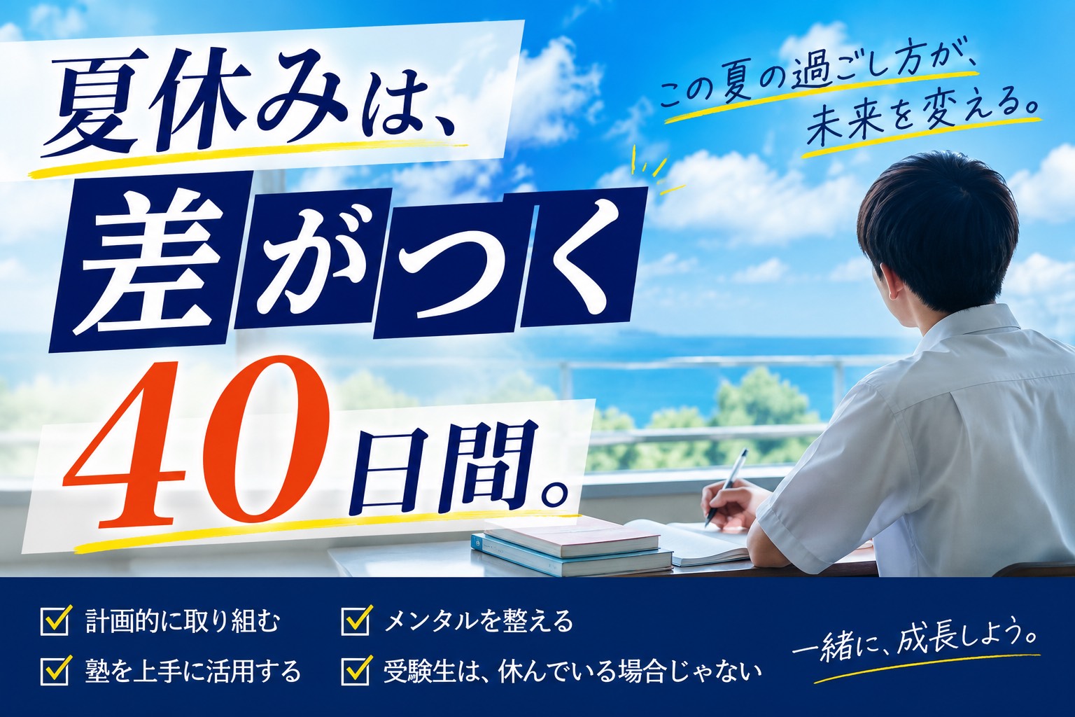 夏休みは、差がつく40日間。