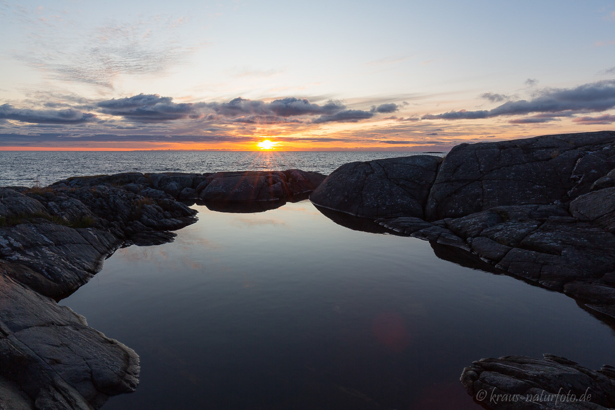 Sonneaufgang bei Homborsund, Südnorwegen