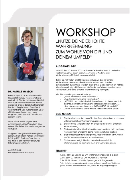 Workshop mit Dr. Patrice Wyrsch & Team