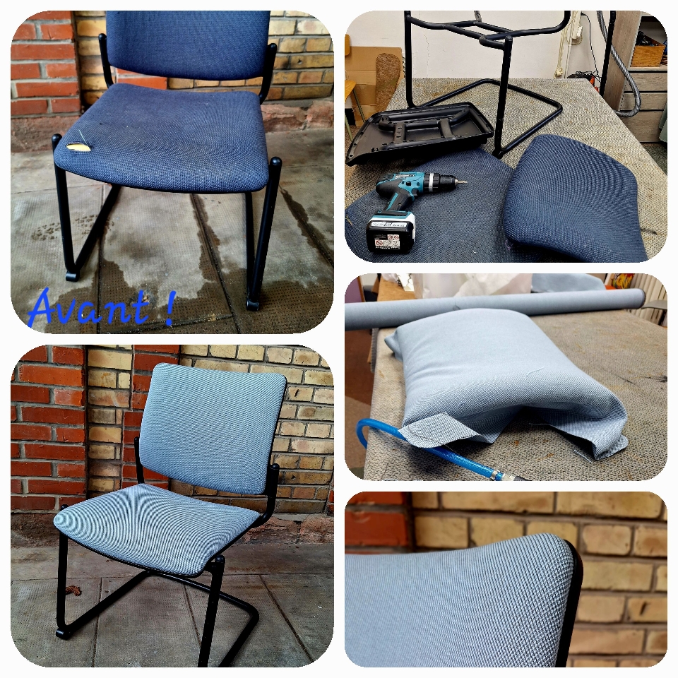 Rénovation d'une chaise de bureau. 