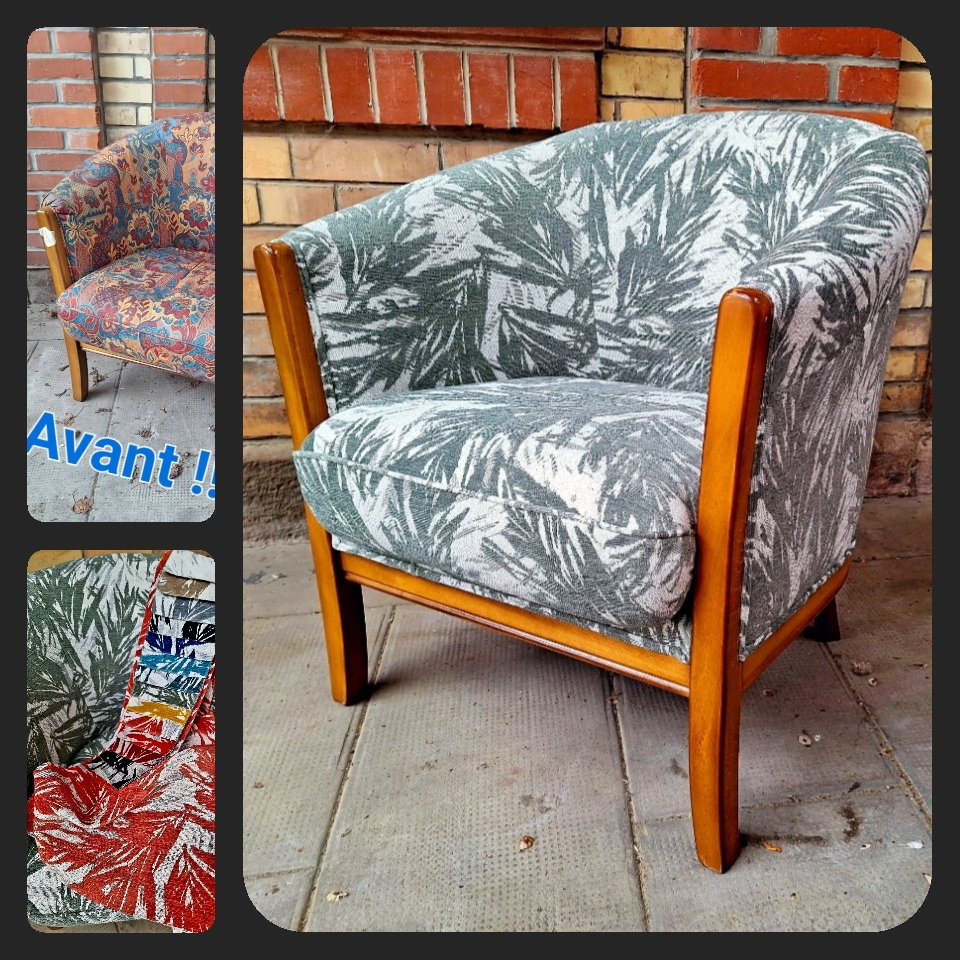 Rénovation d'un fauteuil tonneau. 