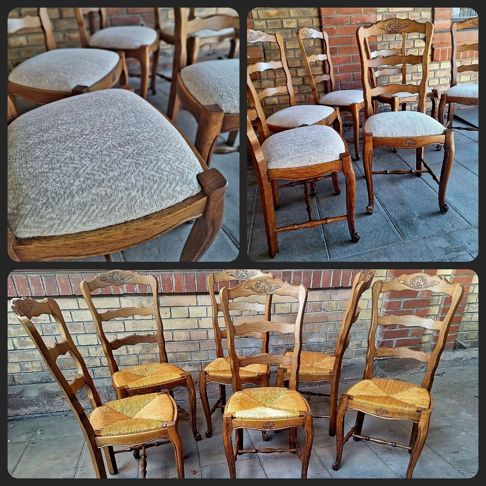 Rénovation de chaises de salle à manger. 