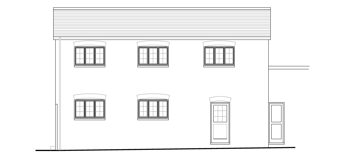 WEST ELEVATION: Conversion of existing storage building to residential