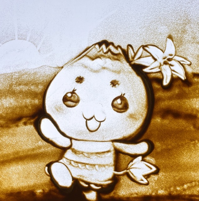 岐阜県恵那市の公認キャラクター、 「エーナ」ちゃんをサンドアートで描きました。