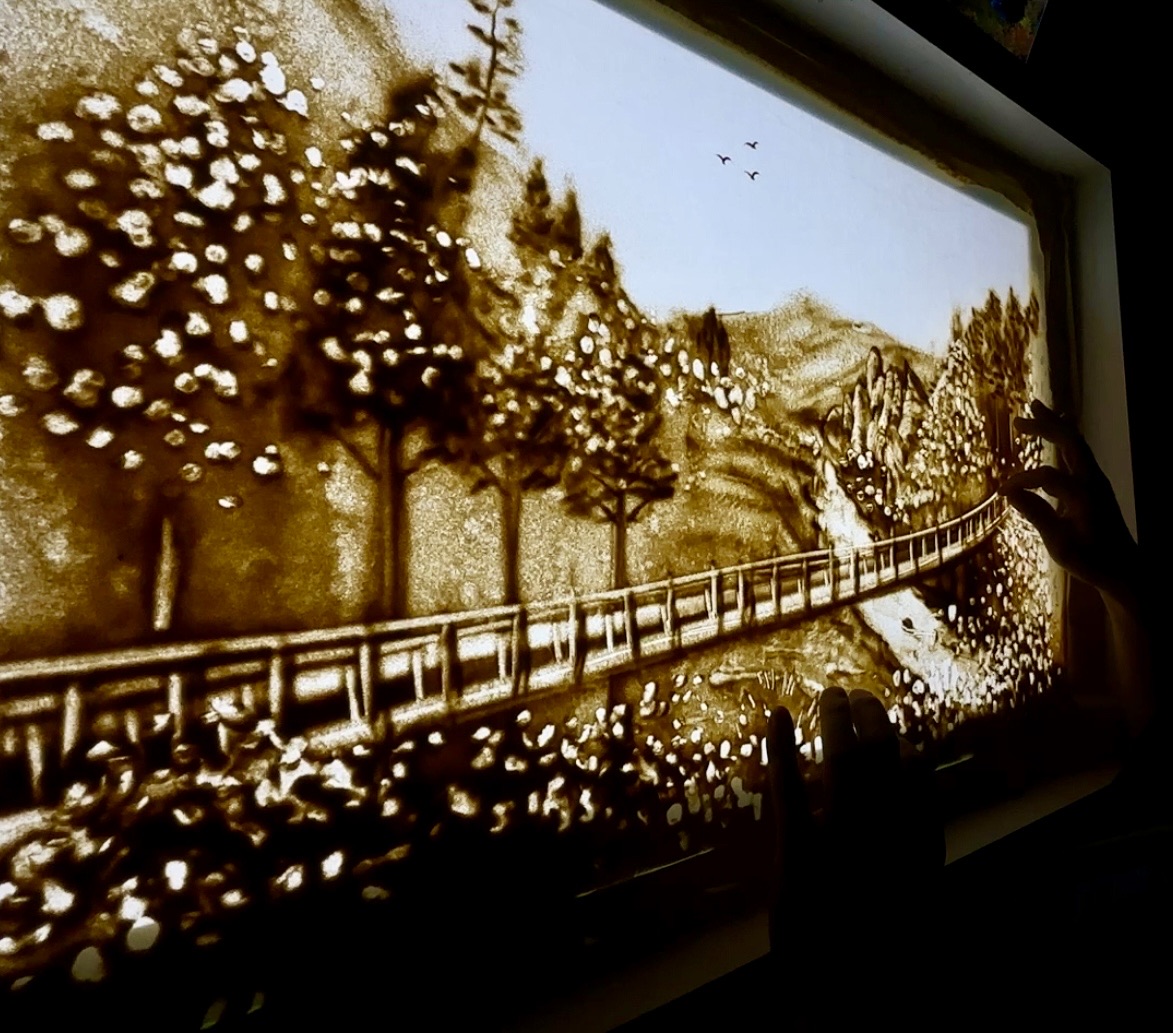 サンドアートの風景画(あきる野市・秋川渓谷)