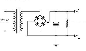 Alimentatore cc con ponte di diodi