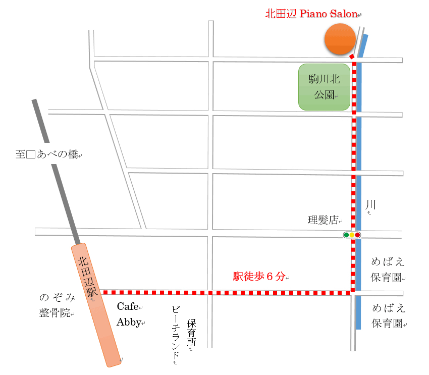 北田辺Piano Salonの地図