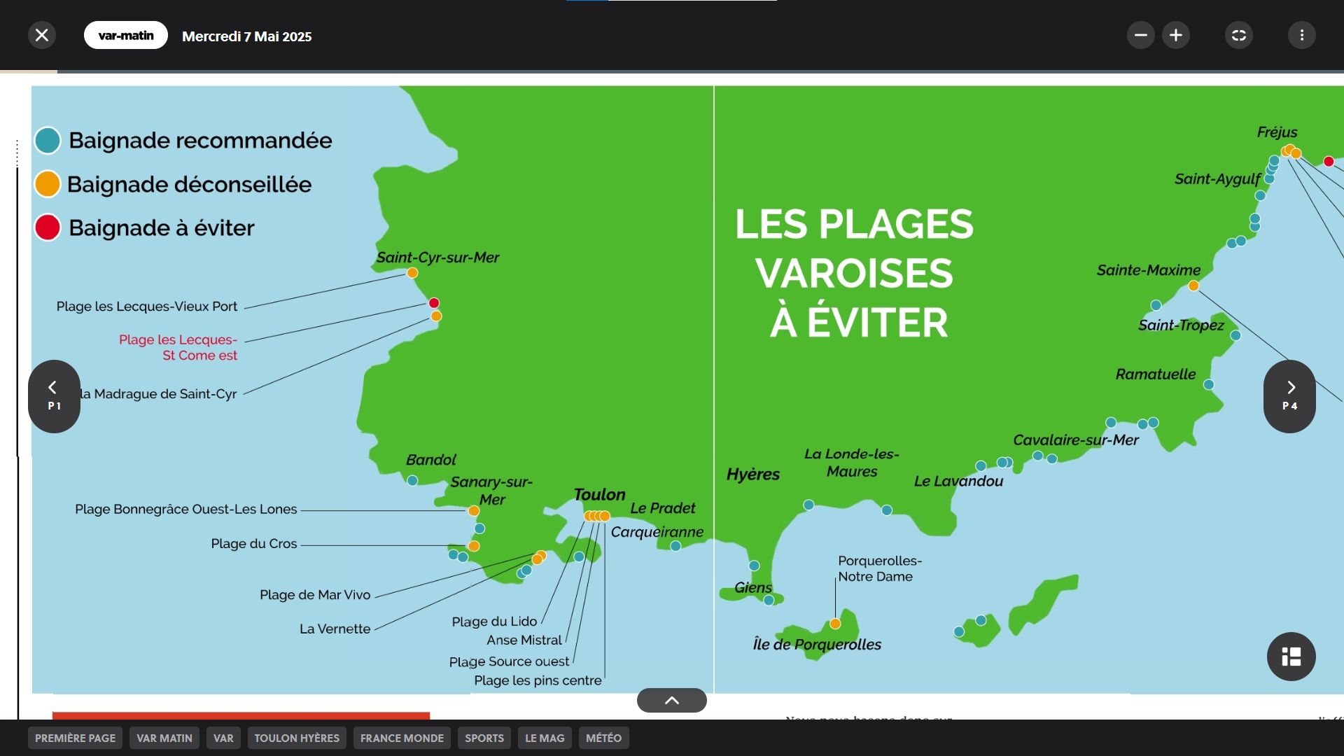 Carte des plages recommandées