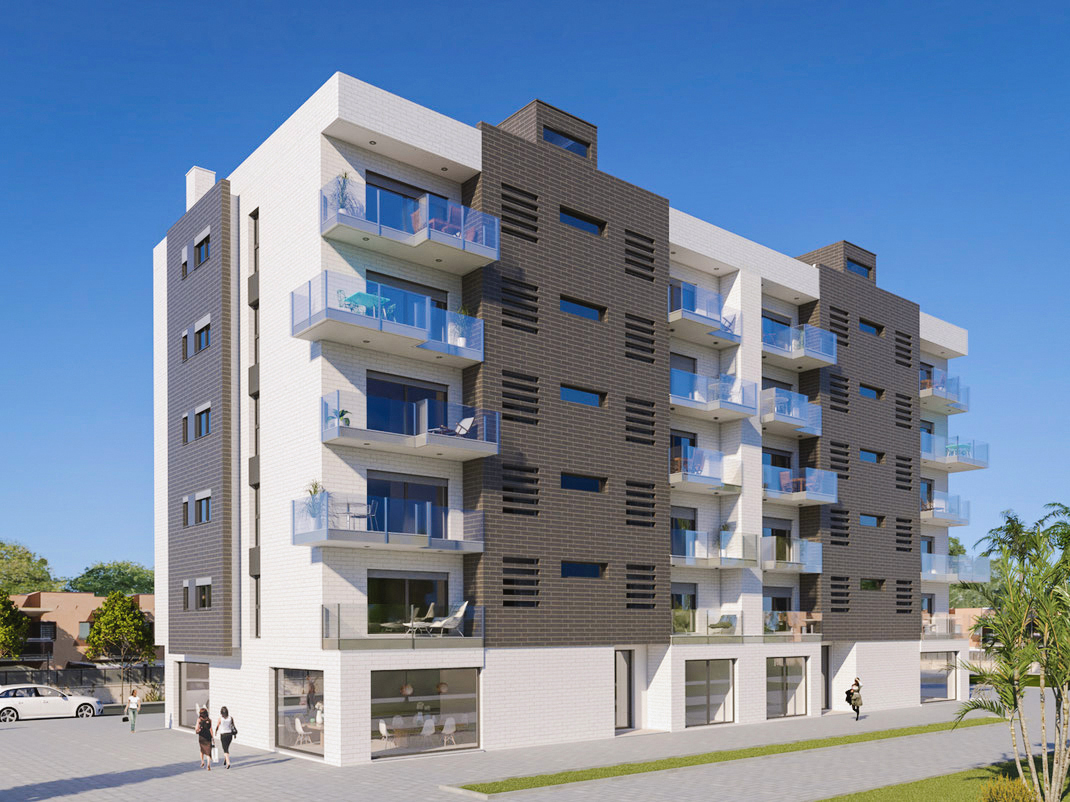 Infografía de arquitectura de edificio en Murcia