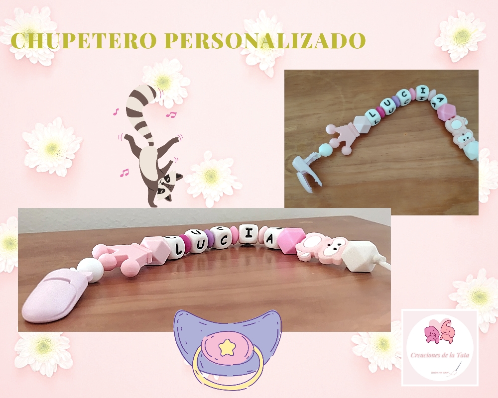 Chupetero personalizado mapache🦝 rosa