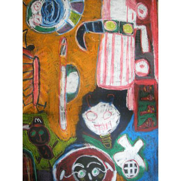 Artist: Blair Kyle | New Zealand | Drawing on Canvas Blind | Oil Pastel on Blind | H:1350 x W:550mm | Price: $280.00