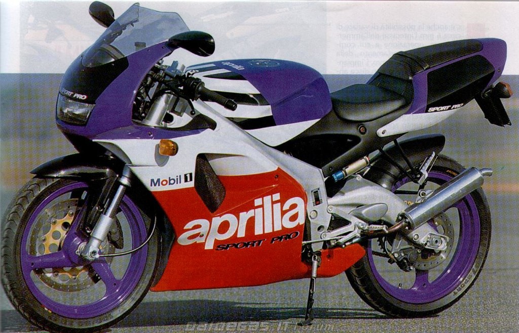 Picture from a magazine: the exhaust is not a stock one (probabily the racing one): here the sticker of the pivot is the right one
