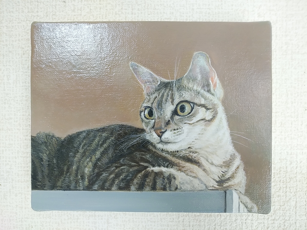 油彩０号「三匹の猫より」