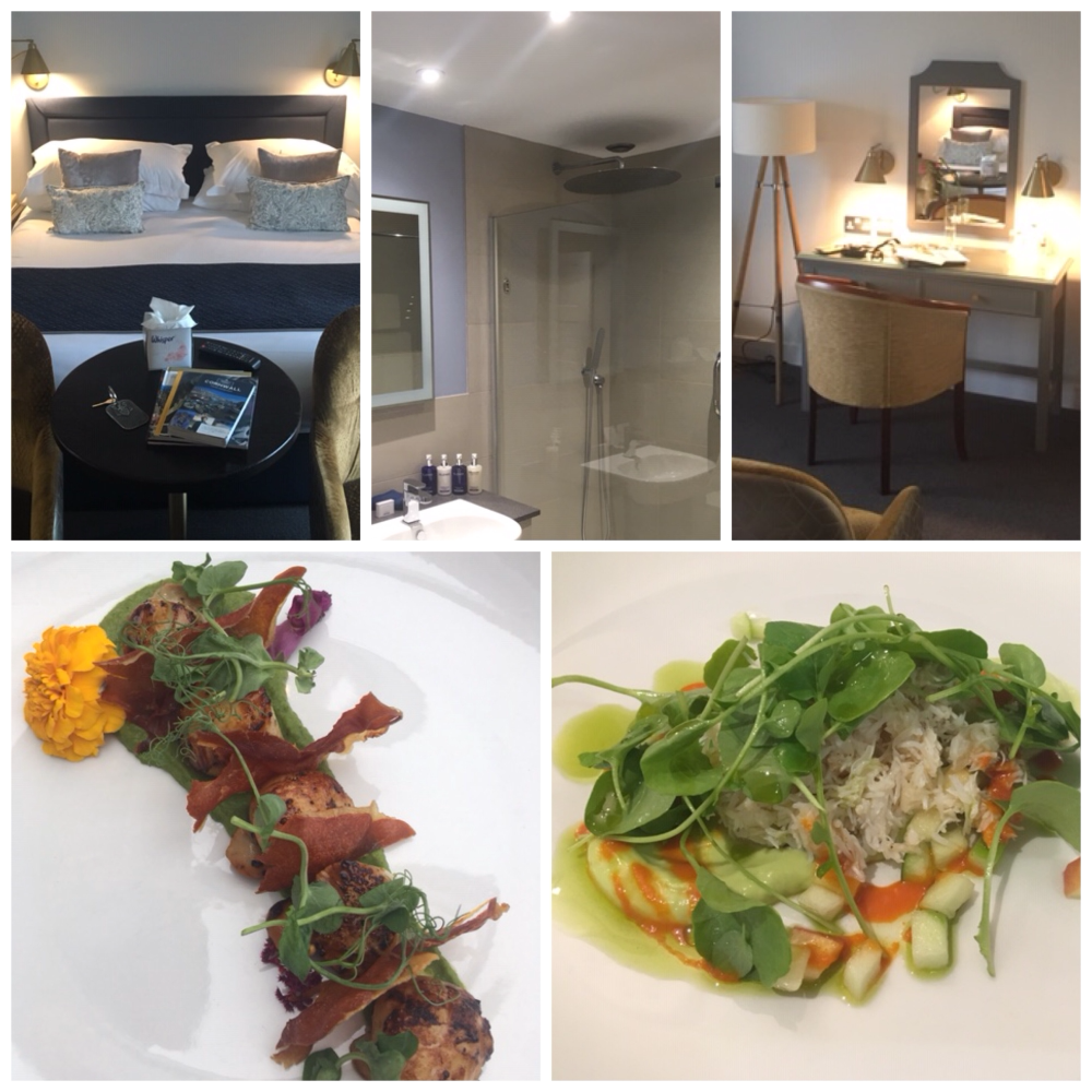 Luxuriöses Zimmer im Budock Vean Hotel - dank Upgrade | Scallops mit roasted Ham | Crab Meat mit Avocado