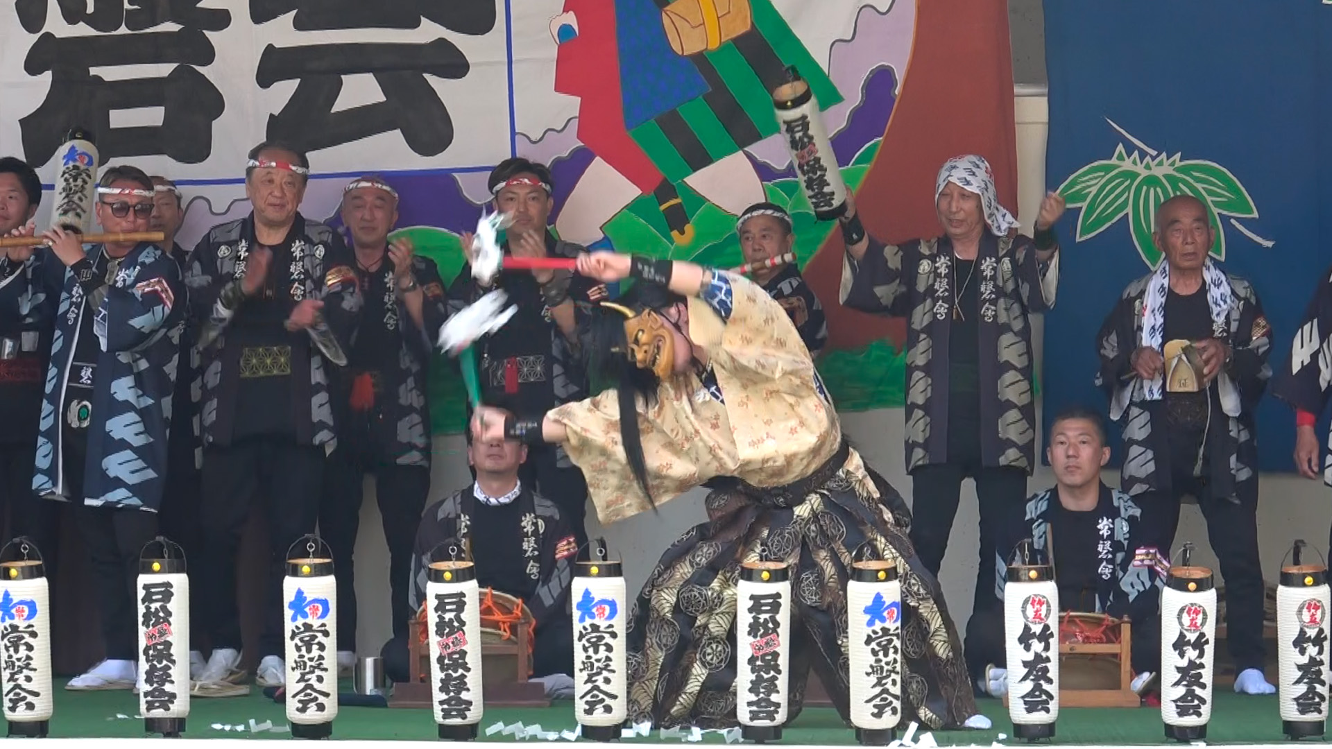 常磐会総本部お囃子と「般若の舞」の披露「鉄火囃子」