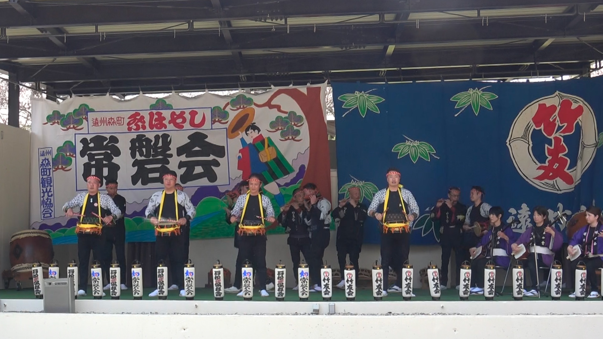 竹友会お囃子披露「道囃子：農兵節・六法・追い回し・四丁目の裏・四丁目の表」