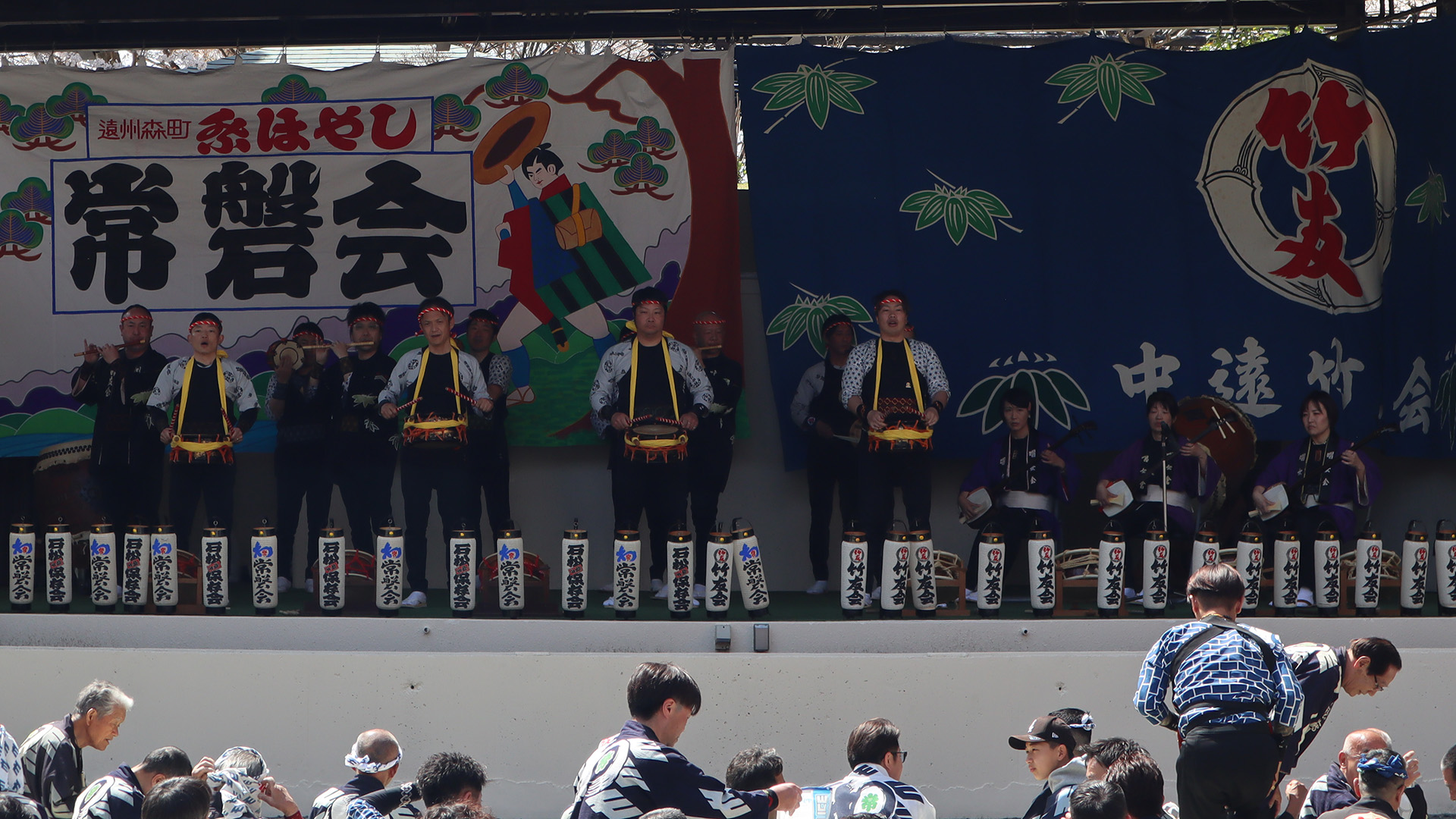 竹友会お囃子披露「道囃子：農兵節・六法・追い回し・四丁目の裏・四丁目の表」