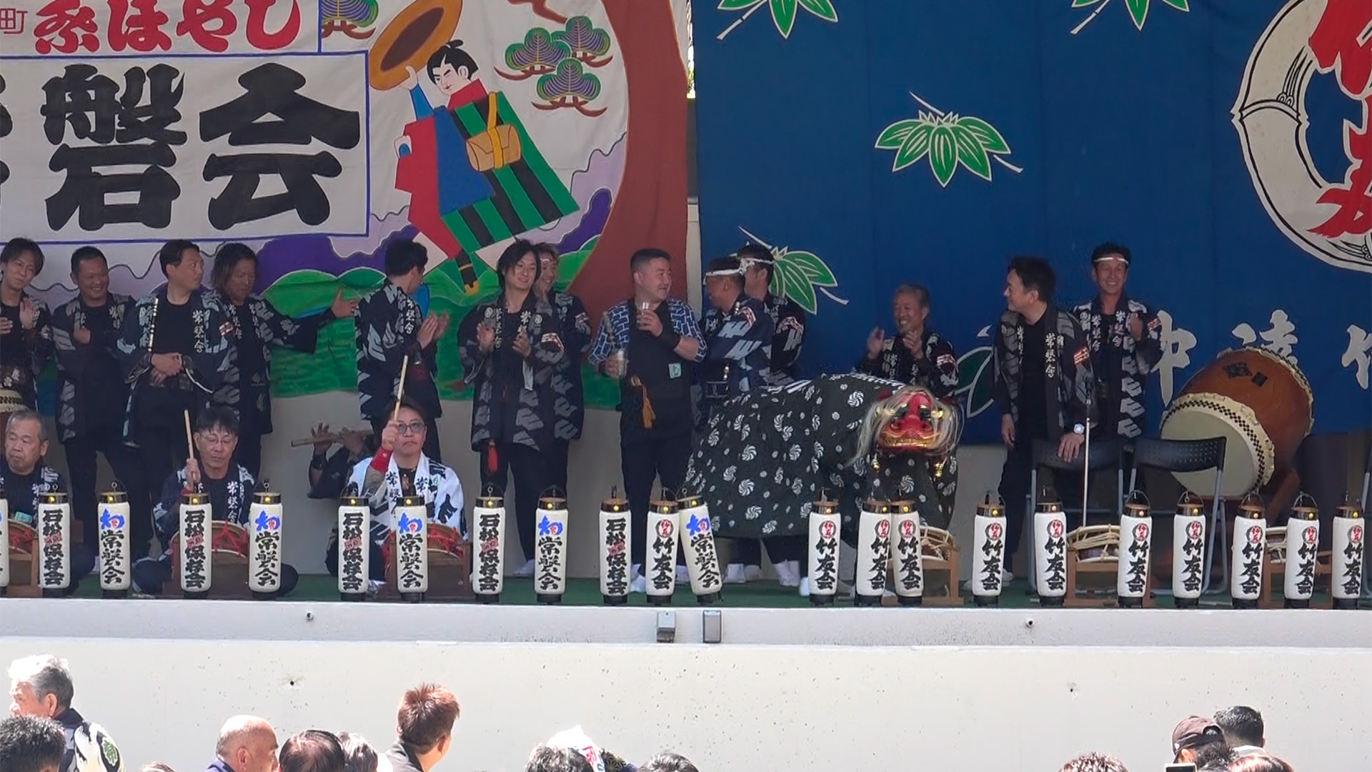 常磐会お囃子と「獅子舞」の披露「四丁目・鉄火」